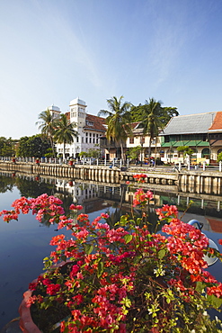 Colonial buildings along canal of Kali Besar, Kota, Jakarta, Java, Indonesia, Southeast Asia, Asia