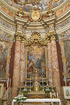 Semicircular apse with Baroque frescoes, dating from 1775, in St. Ignatius Church, Old Town, Dubrovnik, Croatia, Europe