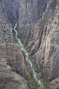 Gunnison River deep in the canyon from Kneeling Camel View Point, Black Canyon of the Gunnison National Park, Colorado, United States of America, North America