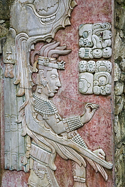 Temple XIX, sculptured relief, Palenque Archaeological Park, UNESCO World Heritage Site, Palenque, Chiapas, Mexico, North America