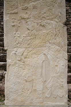 Stela 3, ruler Chaan Muan II hovering over a captive, Mayan Archaeological Site, Bonampak, Chiapas, Mexico, North America