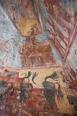 Murals, Room 3, Building 1, Mayan Archaeological Site, Bonampak, Chiapas, Mexico, North America