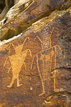 McKee Spring Petroglyphs, Fremont Style, from AD 700 to AD 1200, Dinosaur National Monument, Utah, United States of America, North America