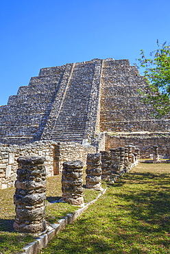 Castillo de Kukulcan, Mayapan, Mayan archaeological site, Yucatan, Mexico, North America