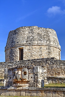 Templo Redondo (Round Temple), Mayapan, Mayan archaeological site, Yucatan, Mexico, North America