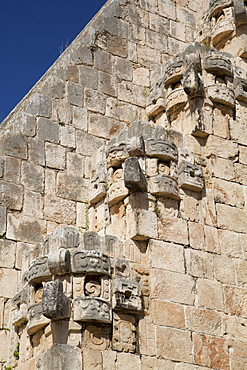 Chac Rain God stone masks, Pyramid of the Magician, Uxmal, Mayan archaeological site, UNESCO World Heritage Site, Yucatan, Mexico, North America