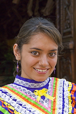 Young Mexican woman in traditional dress, Tlaquepaque, Jalisco, Mexico, North America