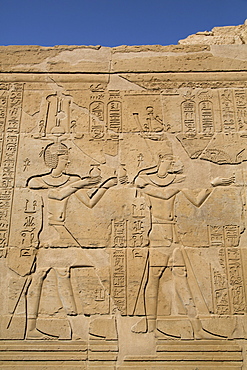 Bas-reliefs on walls, Temple of Haroeris and Sobek, Kom Ombo, Egypt, North Africa, Africa