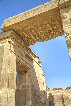 Vultures painted on a lintel, Temple of Haroeris and Sobek, Kom Ombo, Egypt,North Africa, Africa