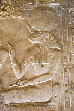 Bas-relief of the Goddess Sekhmet, Temple of Seti I, Abydos, Egypt, North Africa, Africa