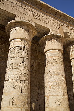 Columns of the Second Court, Medinet Habu (Mortuary Temple of Ramses III), West Bank, Luxor, Thebes, UNESCO World Heritage Site, Egypt, North Africa, Africa