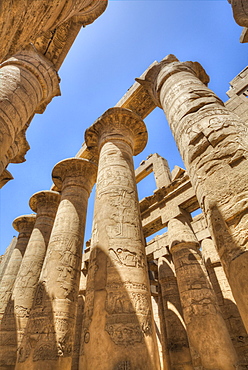 Columns in the Great Hypostyle Hall, Karnak Temple, Luxor, Thebes, UNESCO World Heritage Site, Egypt, North Africa, Africa