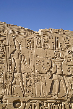 Bas-relief of figures and hieroglyphs, Karnak Temple, Luxor, Thebes, UNESCO World Heritage Site, Egypt, North Africa, Africa