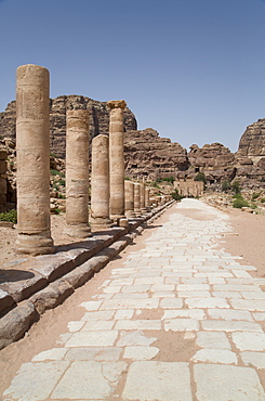 The Colonnaded Street, dating from about 106 AD, Petra, UNESCO World Heritage Site, Jordan, Middle East