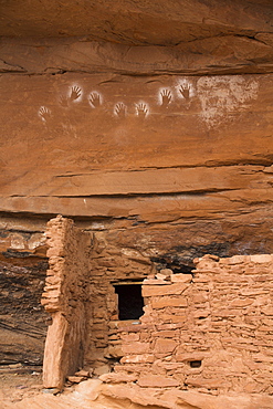 Reverse Handprints, Ancestral Pueblo, up to 1000 years old, Lower Fish Creek, Bears Ears National Monument, Utah, United States of America, North America