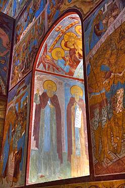 Frescoes, Miracle Image of the Saviour Church, Kremlin, Rostov Veliky, Golden Ring, Yaroslavl, Russia, Europe