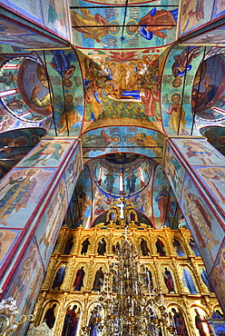 Frescoes, Holy Dormition Cathedral, The Holy Trinity Saint Sergius Lavra, UNESCO World Heritage Site, Sergiev Posad, Russia, Europe