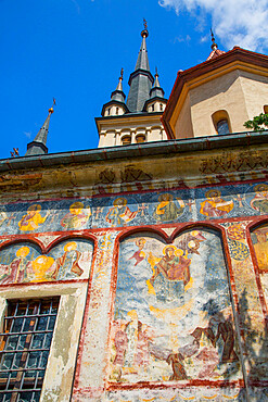 External Frescoes, St. Nicholas Orthodox Church, founded 1292, Brasov, Transylvania Region, Romania, Europe