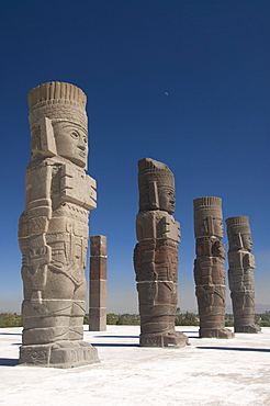 Atlantes warrior statues, Temple of Quetzalcoatl, Tula, the probable capital of Toltec civilization, Archaeological Zone, Tula de Allende, Hidalgo, Mexico, North America