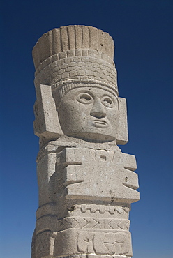 Atlantes warrior statue, Temple of Quetzalcoatl, Tula, the probable capital of Toltec civilization, Archaeological Zone, Tula de Allende, Hidalgo, Mexico, North America