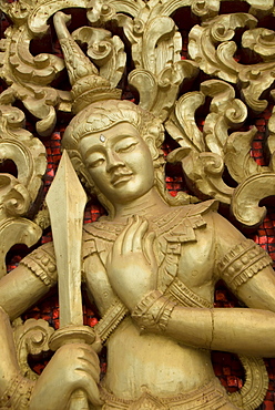 Decorative door, Wat Hai Sok, Vientiane, Laos, Indochina, Southeast Asia, Asia