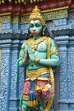 Exterior statue of the Hindu monkey god Hanuman, Sri Krishna Bagawan Temple, Singapore, Southeast Asia, Asia