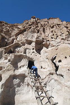 Kasha-Katuwe Tent Rock National Monument, ladder leading to ancient cave dwelling, New Mexico, United States of America, North America 