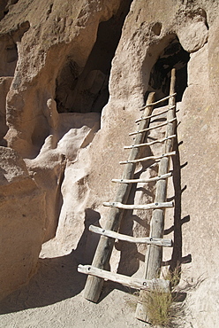 Kasha-Katuwe Tent Rock National Monument, ladder leading to ancient cave dwelling, New Mexico, United States of America, North America 