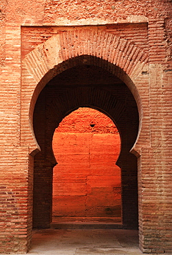 An archway inside the Alhambra, UNESCO World Heritage Site, Granada, Andalusia, Spain, Europe