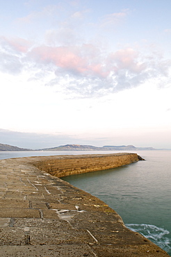 The Cobb at sunset, Lyme Regis, Dorset, England, United Kingdom, Europe 