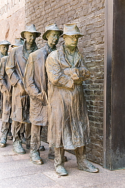 Statue of a Great Depression bread line at the Franklin D. Roosevelt Memorial,  Washington, D.C., United States of America, North America