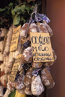 Delicatessen shop, Norcia, Umbria, Italy, Europe