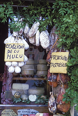 Delicatessen shop, Norcia, Umbria, Italy, Europe