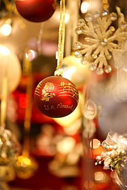 Christmas decoration in Altermarkt Christmas market, Salzburg, Austria, Europe