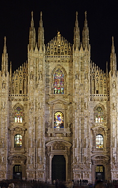 Duomo at night, Milan, Lombardy, Italy, Europe