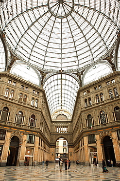 Low angle view of the interior of the Galleria Umberto I, Naples, Campania, Italy, Europe