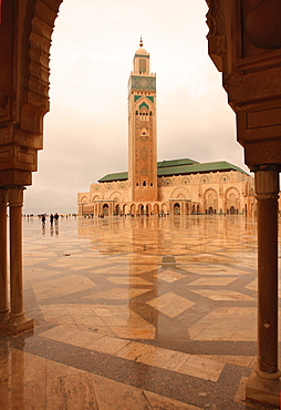 Hassan II Mosque through archway, Casablanca, Morocco, North Africa, Africa