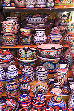 Talavera Pottery, El Parian Market, Puebla, Historic Center, Puebla State, Mexico, North America