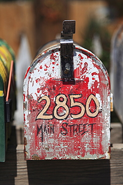 Mail Box, Madrid, former mining town in the Ortiz Mountains, Turquoise Trail, New Mexico, United States of America, North America