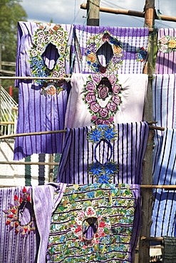 Huipiles (traditional tunics), Santiago Atitlan, Lake Atitlan, Guatemala, Central America