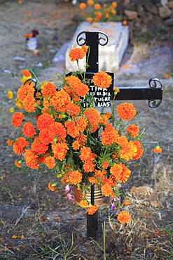 Decorated graves, Cemetery, Janitzio Island, Day of the Dead, Lake Patzcuaro, Patzcuaro, Michoacan state, Mexico, North America