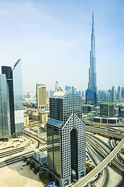 Cityscape and Burj Khalifa, Dubai, United Arab Emirates, Middle East 