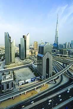 Cityscape and Burj Khalifa, Dubai, United Arab Emirates, Middle East