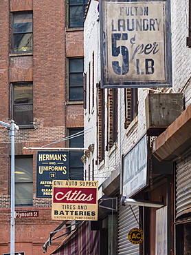 Old business signs in DUMBO (Down Under Brooklyn Bridge Overpass), Brooklyn, New York, United States of America, North America