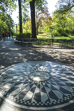 Strawberry Fields Memorial, Imagine Mosaic in memory of former Beatle John Lennon, Central Park, Manhattan, New York City, New York, United States of America, North America