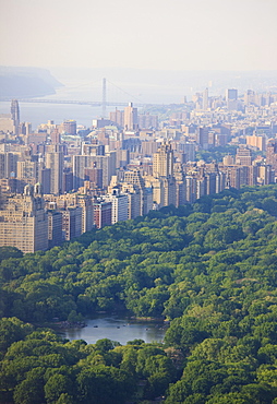 High angle view of Upper West Side and Central Park, Manhattan, New York City, New York, United States of America, North America