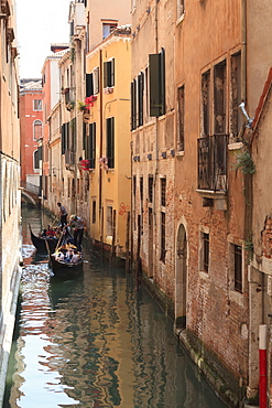 Gondola on a canal, Venice, UNESCO World Heritage Site, Veneto, Italy, Europe