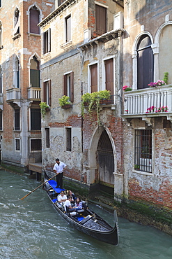 Gondola on a canal, Venice, UNESCO World Heritage Site, Veneto, Italy, Europe