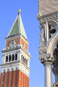 The Campanile and Doge's Palace, St. Mark's Square, Venice, UNESCO World Heritage Site, Veneto, Italy, Europe