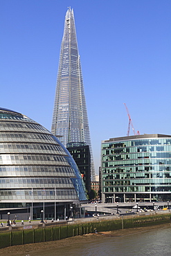 South Bank with City Hall, Shard London Bridge and More London buildings, London, England, United Kingdom, Europe